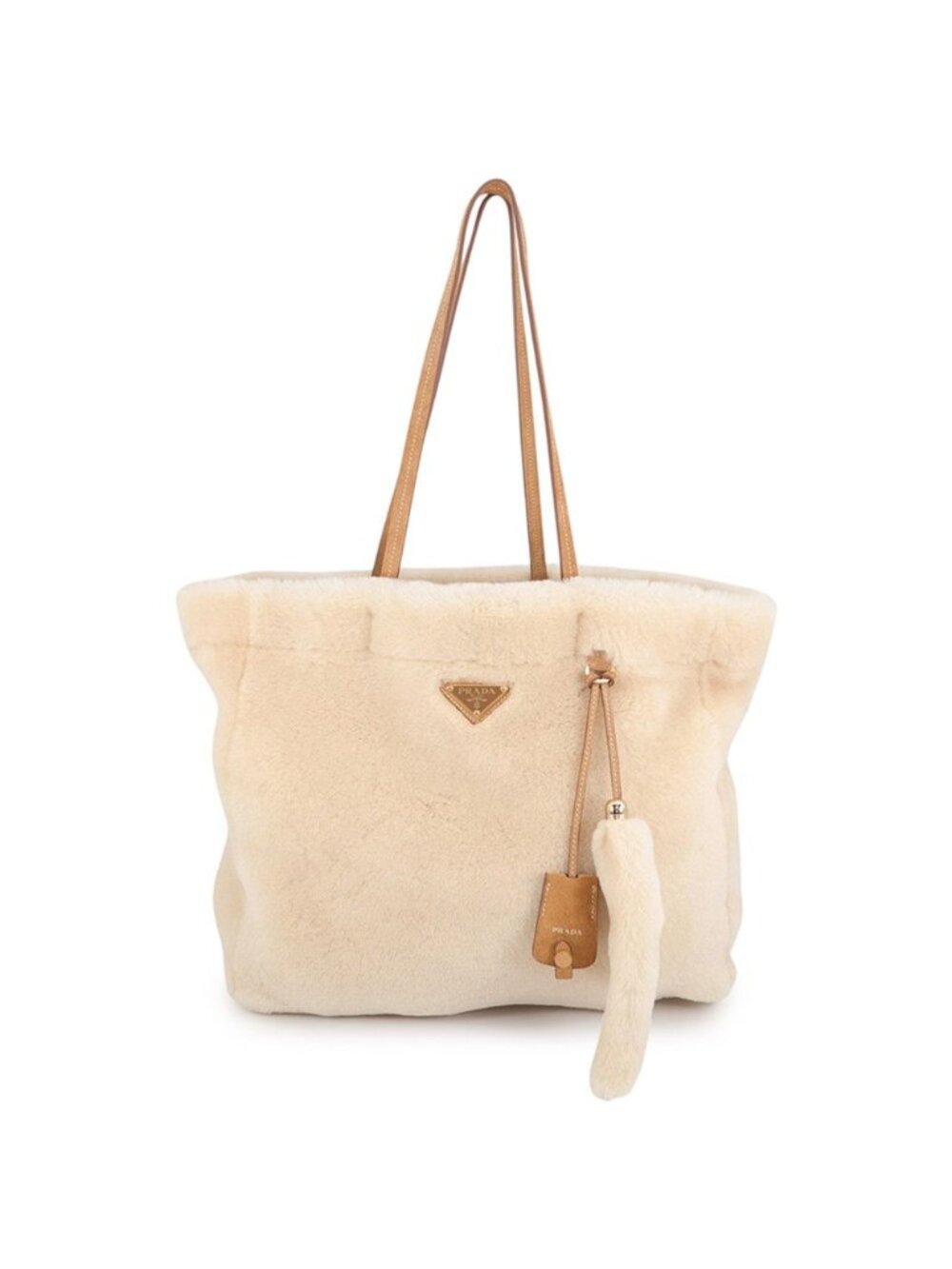Prada Tote Bag Shearling Suede Fur